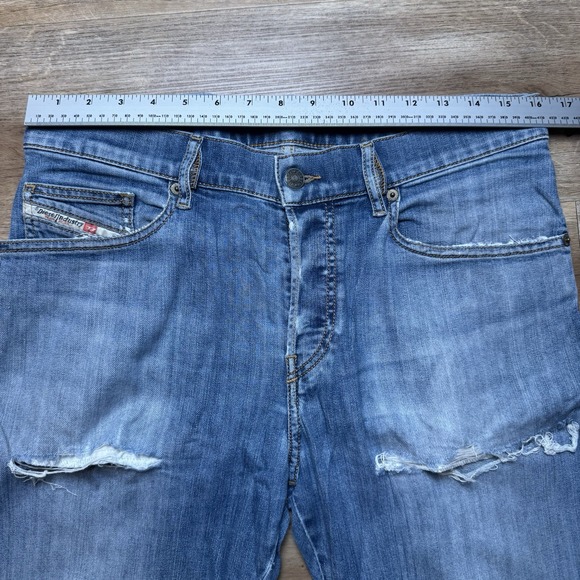 Diesel Jeans Men 32x32 Blue D-MIHTRY Straight Leg Stretch Destroyed Skater 009DG - Picture 12 of 16